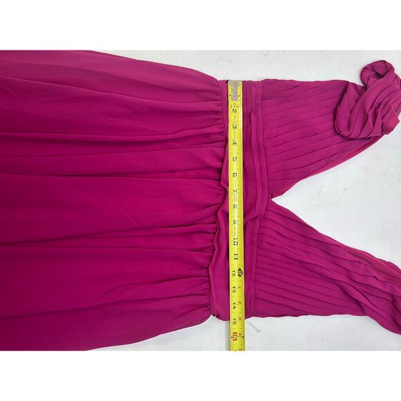 Love by Design Melissa Plunge Neck Chiffon Fit & Flare Dress in Berry Size L - Picture 3 of 6